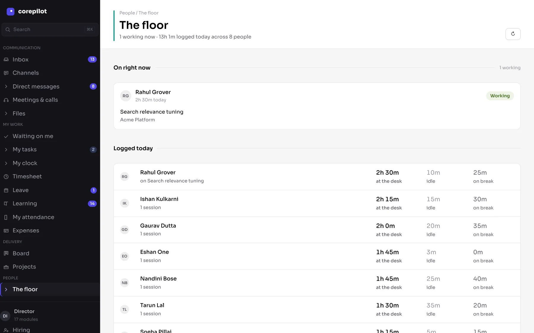 The floor — who is in today