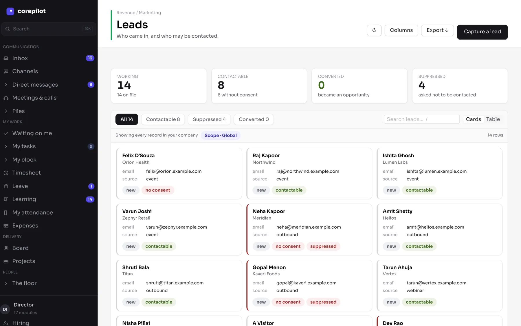 Leads with source attribution