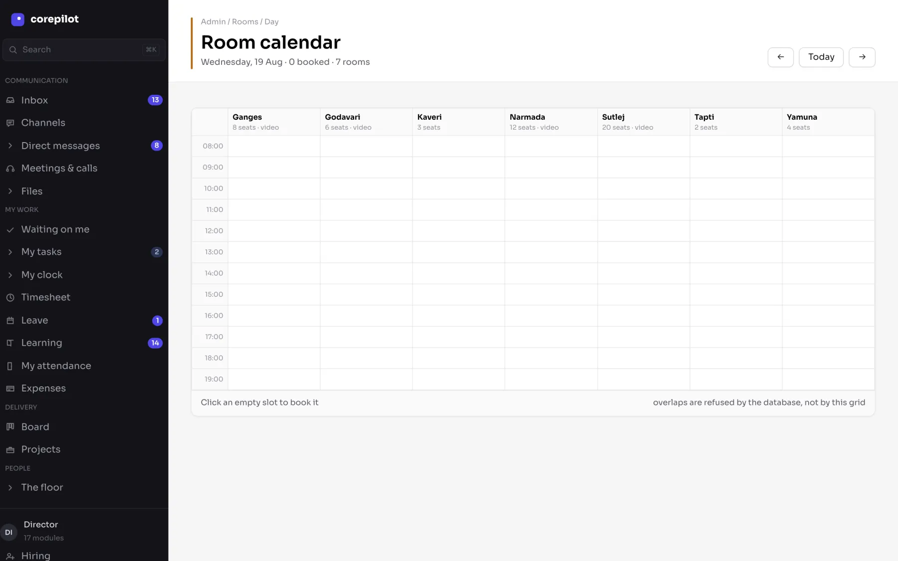 The room calendar